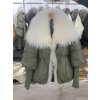 Dámská luxusní péřová bunda – límec z lišky, silné zateplení (Barva (varianta) Khaki gold, Velikost M)