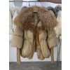 Dámská luxusní péřová bunda – límec z lišky, silné zateplení (Barva (varianta) Khaki gold, Velikost M)