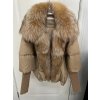 Dámská luxusní péřová bunda – límec z lišky, silné zateplení (Barva (varianta) Khaki gold, Velikost M)