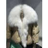 Dámská luxusní péřová bunda – límec z lišky, silné zateplení (Barva (varianta) Khaki gold, Velikost M)