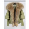 Dámská luxusní péřová bunda – límec z lišky, silné zateplení (Barva (varianta) Khaki gold, Velikost M)