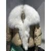 Dámská luxusní péřová bunda – límec z lišky, silné zateplení (Barva (varianta) Khaki gold, Velikost M)