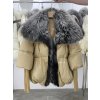 Dámská luxusní péřová bunda – límec z lišky, silné zateplení (Barva (varianta) Khaki gold, Velikost M)