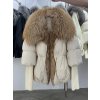 Dámská luxusní péřová bunda – límec z lišky, silné zateplení (Barva (varianta) Khaki gold, Velikost M)