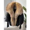 Dámská luxusní péřová bunda – límec z lišky, silné zateplení (Barva (varianta) Khaki gold, Velikost M)