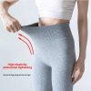 Zimní zateplené pruhované legíny – vysoký pas, hřejivé (Barva (Varianta) Light gray step-on, Velikost L/XL)