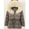 Dámská péřová bunda s kapucí – s pravou liščí kožešinou (Barva (varianta) Black natural, Velikost L)