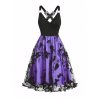 šaty s tylovou sukní – vintage styl, slavnostní vzhled (Barva Fialová, Velikost S)