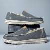 Pánské plátěné mokasíny – lehké prodyšné slip-on boty (Barva Šedá, Velikost 40)