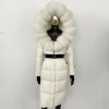 Dlouhá péřová bunda s kapucí a kožešinovým límcem (Barva (varianta) White white, Velikost XL)
