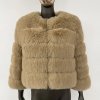 Umělý kožich – elegantní bunda z kožešiny, zimní styl (Barva Béžová, Velikost XL)