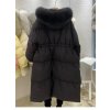 péřová bunda s límcem z lišky – teplá, nadýchaná (Barva Černá, Velikost ONE SIZE)