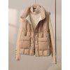 Dlouhý zimní kabát s péřovou výplní a límcem (Barva Béžová, Velikost S)