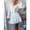 minišaty s volánky a krajkou na šněrování (Barva Bílá, Velikost M)