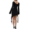mini šaty s dlouhým rukávem – přiléhavý klubový styl (Barva Černá, Velikost M)