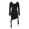 mini šaty s dlouhým rukávem – přiléhavý klubový styl (Barva Černá, Velikost M)