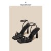 páskové sandály na vysokém podpatku se šněrováním (Barva Černá, Velikost 39)