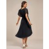 Svatební šaty s třpytivými rukávy a asymetrickým lemem (Barva Černá, Velikost S)