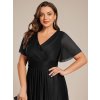Svatební šaty s krátkým rukávem, volánky a výstřihem do V (Barva Černá, Velikost 4XL)
