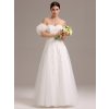 Svatební šaty s krátkými rukávy a aplikací bez ramínek (Barva Bílá, Velikost XS)