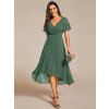 Svatební šaty pro hosty z plisovaného šifonu (Barva Tmavě zelená, Velikost S)