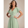 Svatební šaty pro hosty z plisovaného šifonu (Barva Tmavě zelená, Velikost S)