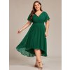 Svatební šaty pro hosty z plisovaného šifonu (Barva Tmavě zelená, Velikost S)