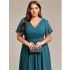 Svatební šaty pro hosty z plisovaného šifonu (Barva Tmavě zelená, Velikost S)
