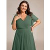 Svatební šaty pro hosty z plisovaného šifonu (Barva Tmavě zelená, Velikost S)