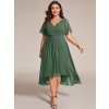 Svatební šaty pro hosty z plisovaného šifonu (Barva Tmavě zelená, Velikost S)