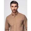 Pánská lněná košile s klasickým límcem a kapsami REGULAR FIT - V3 OM-SHCS-0134 (Velikost S, Barva Krémová)