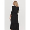 Pletené maxi šaty s gumou a volány  M573 (Barva Černá, Velikost S/M)