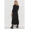 Pletené maxi šaty s gumou a volány  M573 (Barva Černá, Velikost S/M)