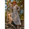 Síťované maxi šaty s rolákem a leopardím vzorem M764 (Barva Béžová, Velikost S/M)