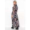 Síťované maxi šaty s rolákem a leopardím vzorem M764 (Barva Béžová, Velikost S/M)
