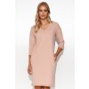 Jednoduché mikinové šaty s výstřihem do V  M779 (Barva Růžová, Velikost S/M)