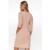 Jednoduché mikinové šaty s výstřihem do V  M779 (Barva Růžová, Velikost S/M)