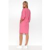Jednoduché mikinové šaty s výstřihem do V  M779 (Barva Růžová, Velikost S/M)
