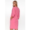 Jednoduché mikinové šaty s výstřihem do V  M779 (Barva Růžová, Velikost S/M)