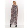 Długa sukienka z siatki wzór 35 M813 (Barva Šedá, Velikost M)