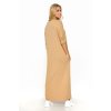 Dlouhé oversize šaty z viskózy M820 (Barva Béžová, Velikost S/M)
