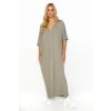 Dlouhé oversize šaty z viskózy M820 (Barva Béžová, Velikost S/M)