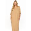 Dlouhé oversize šaty z viskózy M820 (Barva Béžová, Velikost S/M)