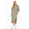 Volné midi šaty M822 (Barva Béžová, Velikost S)