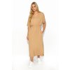 Volné midi šaty M822 (Barva Béžová, Velikost S)