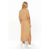 Volné midi šaty M822 (Barva Béžová, Velikost S)