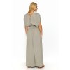 Dlouhé šaty se stahovací šňůrkou v pase M825 (Barva Béžová, Velikost S)