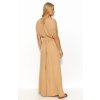 Dlouhé šaty se stahovací šňůrkou v pase M825 (Barva Béžová, Velikost S)