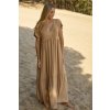 Viskózové maxi šaty M828 (Barva Béžová, Velikost S/M)