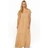 Viskózové maxi šaty M828 (Barva Béžová, Velikost S/M)